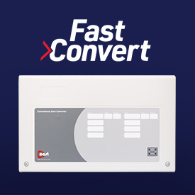 A FastConvert unit on a dark blue background with the FastConvert logo in white and red above it